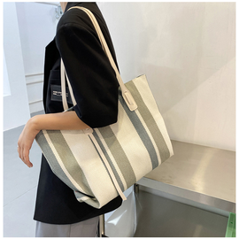 [GIRLS GOOB] Big Size Multi-Purpose Strip Shoulder Bag, Canvas Eco Bag, China OEM